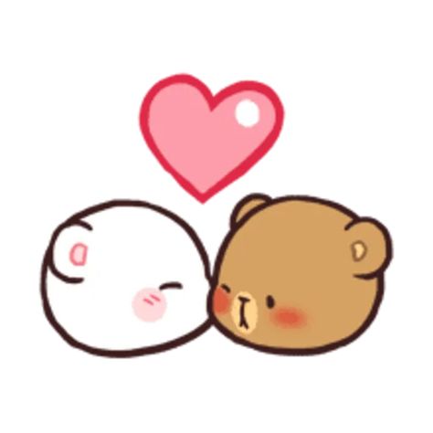 Bears Kissing, Milk & Mocha, Cute Bear Drawings, Bear Drawing, I Love My Girlfriend, Cute Love Cartoons, Dessin Adorable, Cute Texts, Love Gif