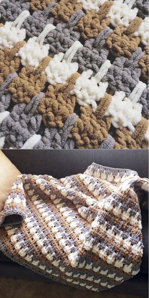 25 Best Bernat Blanket Yarn Patterns - Your Crochet Fast Crochet Blanket Bernat, Super Bulky Crochet Blanket, Crochet Blanket Bernat, Chunky Baby Blanket Crochet Pattern, Bernat Blanket Patterns, Chunky Blanket Pattern, Bulky Yarn Patterns, Bulky Yarn Crochet, Chunky Yarn Blanket