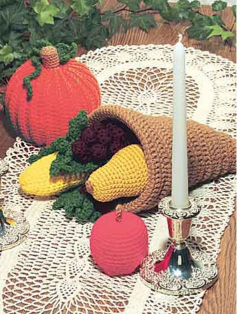 Give Thanksgiving a touch your family will always remember with these 17 crochet ideas Crochet Cornucopia, Crochet Decor Patterns, Thanksgiving Cornucopia Centerpiece, Thanksgiving Crochet Patterns, Crochet Thanksgiving, Cornucopia Centerpiece, Thanksgiving Cornucopia, Thanksgiving Crochet, Creative Centerpieces