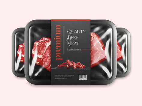 Beef Meat Packaging Design | Packaging | Label Design by Mahdy Hasan Hridoy on Dribbble Meat Packaging Design Branding, Meat Packing Design, Food Box Packaging Design Creative, Meat Label Design, Bbq Packaging Design, Meat Package Design, Beef Packaging Design, Meat Packaging Design, Steak Package