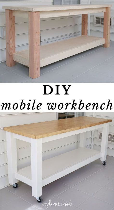 Diy Mobile Workbench, Workbench On Wheels, Rolling Workbench, Workbench Designs, Building A Workbench, Workshop Diy, Mobile Workbench, Workbench Plans Diy, Diy Workbench