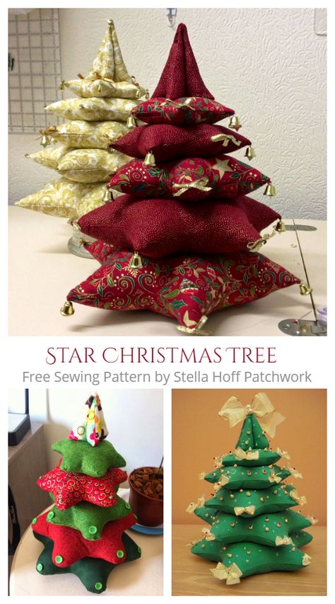 DIY 3D Stacked Star Christmas Tree Free Sewing Patterns | Fabric Art DIY Christmas Sewing Patterns, Fabric Christmas Trees, Fabric Sewing Patterns, Patterns Fabric, Star Christmas, Diy 3d, Tree Free, Christmas Sewing, Tree Ideas