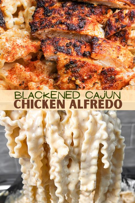 Blackened Chicken Alfredo Lasagna, One Pan Blackened Chicken Alfredo, Bayou Chicken Pasta, Manly Dinner Ideas, Restaurant Meal Ideas, Marry Me Food Ideas, Breaded Chicken Alfredo Pasta, Factor Copycat Meals, Blacken Chicken Alfredo Recipe