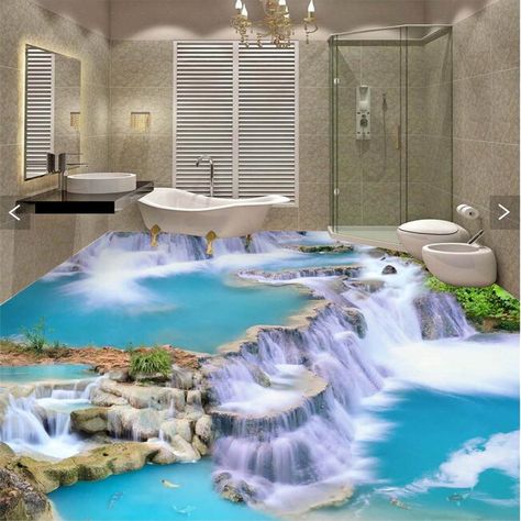 US $17.40 / Квадратный метр beibehang Custom floor affixed room Lotte bathroom 3D abstract fantasy wallpaper wallpaper 3D floor wall floor high-definition w Stone Bathroom Floor, 3d Floor Art, Stone Floor Bathroom, Disney Wall Decor, 3d Flooring, Ios 7 Wallpaper, Floor Painting, Floor Murals, Classic Tile