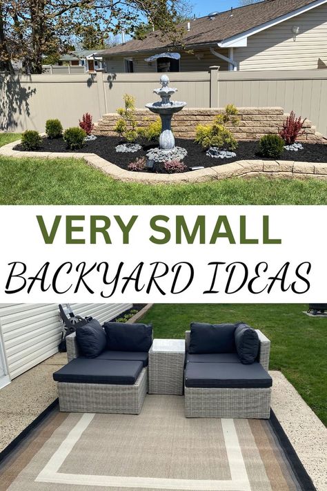 Very Small Backyard Ideas, Backyard Sitting Areas, Small Patio Design, Small Outdoor Patios, Small Yard Landscaping, Backyard Layout, Patio Layout, Modern Backyard Landscaping, Backyard Seating