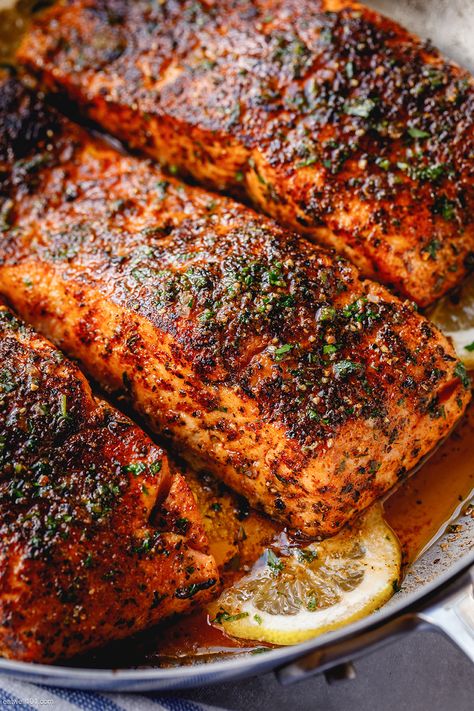 Pan-Seared Salmon Recipes – 11 Best Pan Seared Salmon Recipes for Dinner — Eatwell101 Salmon Recipes Christmas, Blackened Salmon With Lemon Butter Sauce, Clean Fish Recipes, Pescatarian Christmas Recipes, Easter Salmon Recipes, Easy Salmon Recipes Skillet, Thanksgiving Salmon Recipes, Butter Salmon Recipes, Fillets Recipes