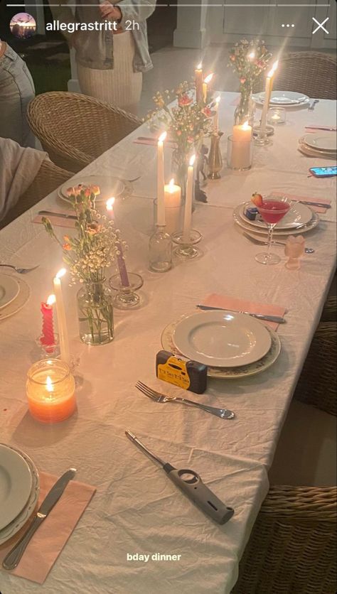 dinner birthday bday party Candlelight Birthday Dinner, Candle Night Dinner At Home, Candle Night Dinner, Birthday Party Dinner, Candles Aesthetic, Candle Night, Dinner Candles, Dinner At Home, Party Dinner