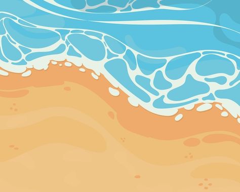 Beach Vector Art Backgrounds, Ocean Vector Art, Beach Drawing Background, Procreate Beach Drawing, Beach Vector Art, Sea Vector Illustrations, Sea Design Graphic, Summer Vector Illustrations, Beach Illustration Drawing