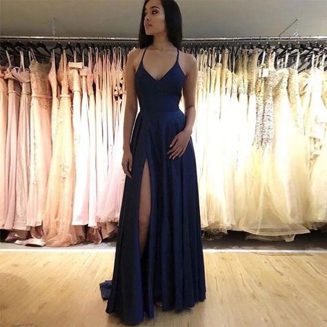 Prom Dresses For Junior Year, Navy Blue Dresses Formal, Prom Dresses For Small Chest, Dark Blue Dress Prom, Blue Simple Prom Dress, Navy Blue Formal Dress Long, Midnight Blue Dresses, Dark Blue Prom Dress Long, Prom Dresses Dark Blue