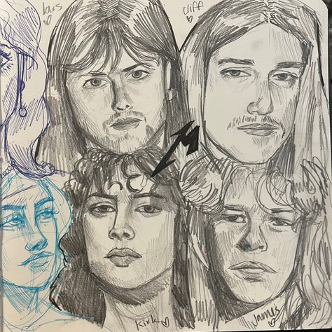 my metallica boys in a sketch doodle sketchbook art metal fanart moment beautiful kirk lars james and cliff Metallica Sketch, 80s Drawings, Metallica Fanart, Metal Fanart, Guitar Doodle, Metallica Funny, Metallica Art, Doodle Sketchbook, Graffiti Words