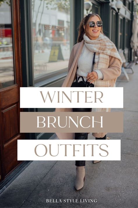 winter brunch outfit Brunch Winter Outfit Sunday, Brunch Ideas Outfit Winter, Date Outfit Lunch, Breakfast Winter Outfit, Winter Breakfast Date Outfit, Brunch Outfit For Winter, Fancy Brunch Outfit Winter, Brunch Looks Winter, Afternoon Drinks Outfit Winter