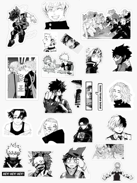 Tokyo revengers, mha Mha Stickers Printable Black And White, Tokyo Revengers Printable Stickers, Mha Printables, Anime Stickers Tokyo Revengers, Tokyo Revengers Journal, Stickers Black And White Anime, Mha Stickers Printable, Black And White Anime Stickers, Anime Stickers Manga