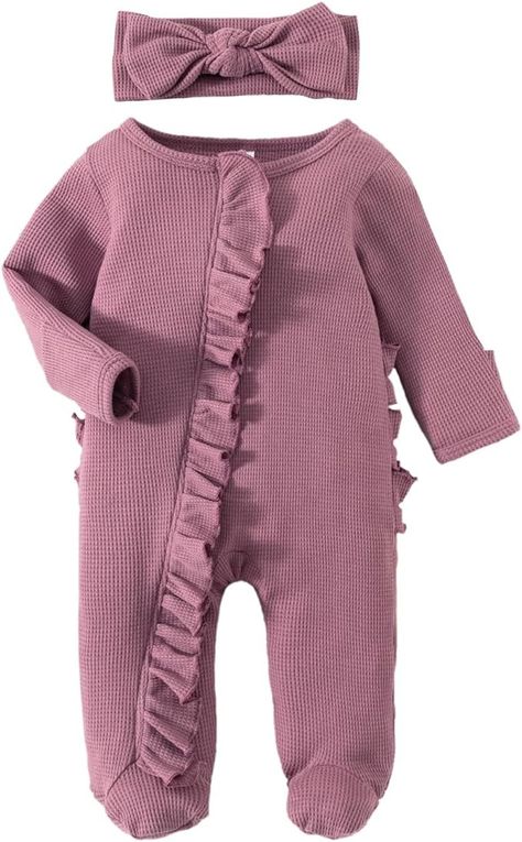 Amazon.com: Newborn Baby Girl Boy Footie Romper Coming Home Long Sleeve Ruffle Waffle Knit Zipper Onesie with Headband Outfits (Orange, Newborn): Clothing, Shoes & Jewelry Coming Home Outfit Baby Girl, Newborn Coming Home Outfit, Newborn Clothing, Headband Outfit, Newborn Onesies, Baby Girl Boy, Baby Fits, Infant Girl, Newborn Baby Girl