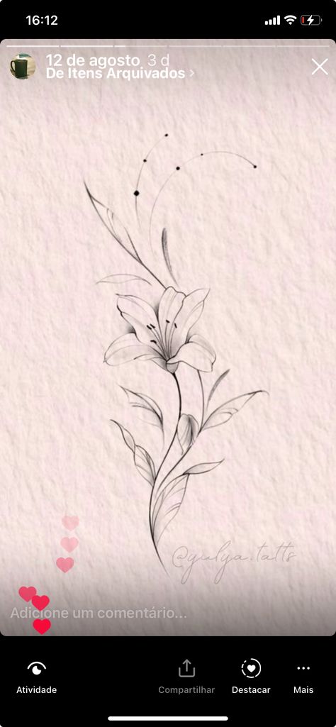 Lily Wrap Around Tattoo, Lily Tattoo Shoulder, Fine Line Lily Tattoo, Lily Tattoos For Women, Floral Sternum Tattoo, Stargazer Lily Tattoo, Tiger Lily Tattoos, Lillies Tattoo, Wrap Around Tattoo