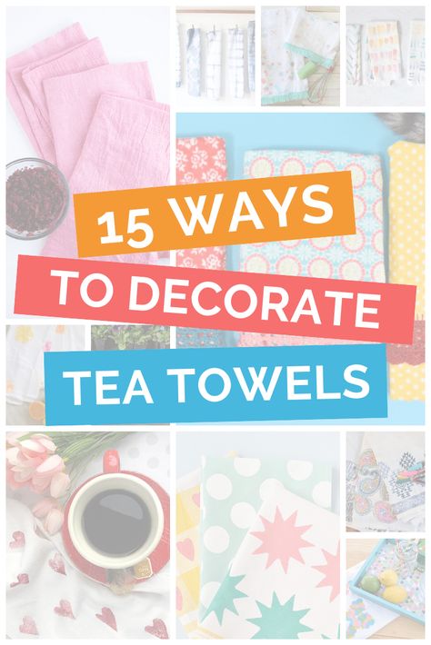 Tea Towel Crafts Projects, Dish Towels Diy, Tea Towels Crafts, Kitchen Towels Diy, Dish Towel Crafts, Kitchen Towels Crafts, Tea Towels Diy, Tea Display, Decorative Tea Towels