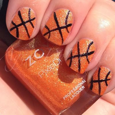 March madness basketball nails with zoya beatrix Nails Basketball, Basketball Nail Designs, Sports Nail Art, Sport Nails, Basketball Nails, Sports Nails, Nails March, Kids Nail Designs, Basketball Tricks