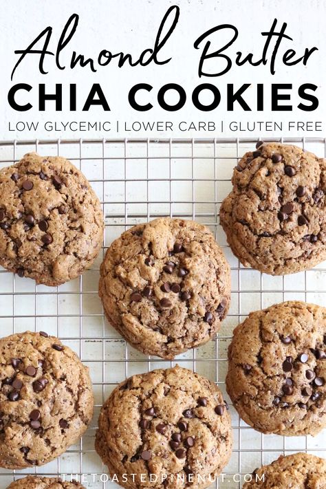 Chia Cookies, Low Glycemic Snacks, Low Glycemic Desserts, Low Glycemic Diet, Almond Butter Cookies, Low Glycemic Foods, Postre Keto, Boiled Egg Diet Plan, Recetas Keto