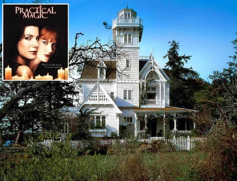 Revisiting the Victorian built for the 1998 movie "Practical Magic," inspired by late 19th-century architecture and New England lighthouses. Midwest House, Witch Season, Practical Magic House, Victorian Greenhouse, Magic House, Victorian Architecture, Romantic Homes, Practical Magic, Beautiful Buildings