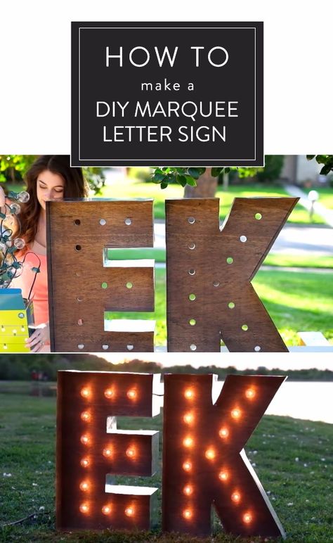 Light Up Letters Wedding Diy, Diy Letter Decor Initials Wedding, How To Make A Marquee Sign, Diy Marquee Letters Wood, Wedding Marquee Sign, Diy Giant Marquee Letters, Diy Marquee Letters With Lights, Diy Name Light Sign, How To Make Marquee Letters