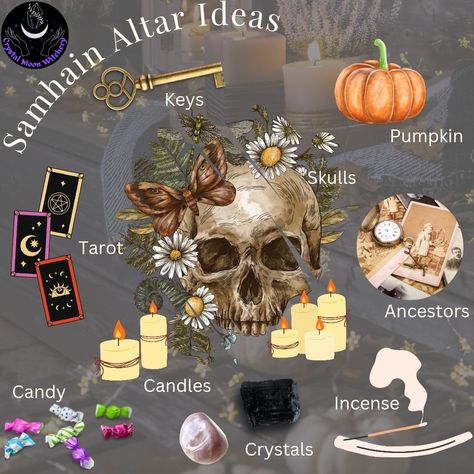 Samhain Altar Decorations, Samhain Candle Ritual, Celtic Altar Ideas, Mabon Altar Decorations, Samhain Decorations Pagan, Diy Samhain Decorations, Wiccan Altar Inspiration, Harvest Moon 2023, Witches Desk