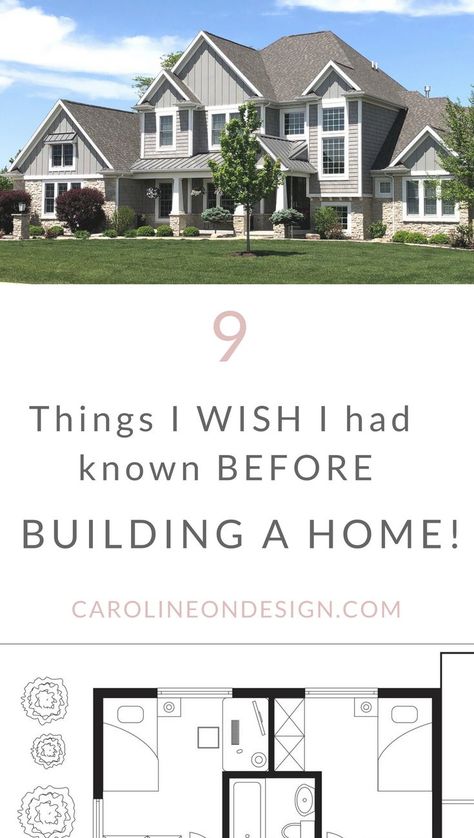 A must-read for anyone building a new home! 9 things I wish I had known before building a house. Caroline on design new home build tips. Building A Home, Build Your House, House Design Ideas, Home Building Tips, Building Plans House, Build Your Own House, Welding Table, Home Buying Tips, Pole Barn Homes