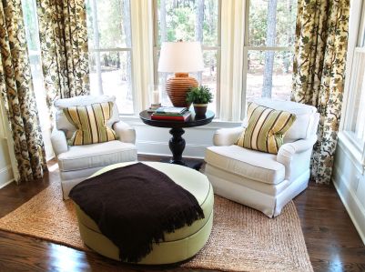 I really like this pair of chairs in front of the windows, angled enough so you can still see outside. Bedroom Furniture Placement, Bedroom Seating Area, Bedroom Furniture Layout, Bedroom With Sitting Area, Morning Room, Bedroom Seating, Furniture Placement, Trendy Living Rooms, Furniture Layout