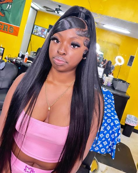 Half Up Half Down Highlights Wig, Wig Install Half Up Half Down, Swoop With Half Up Half Down, Half Up Half Down Frontal Hairstyles, Short Closure Wig, Half Up Half Down Wig Style, Slick Wig Hairstyles, Heart Swoop Half Up Half Down, Half Up Half Down Swoop Wig