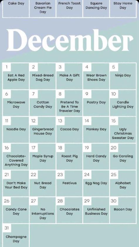 Teen Christmas Party, National Holiday Calendar, Silly Holidays, Nursing Home Activities, Brown Apple, National Day Calendar, Pie Day, Dancing Day, Daily Holidays