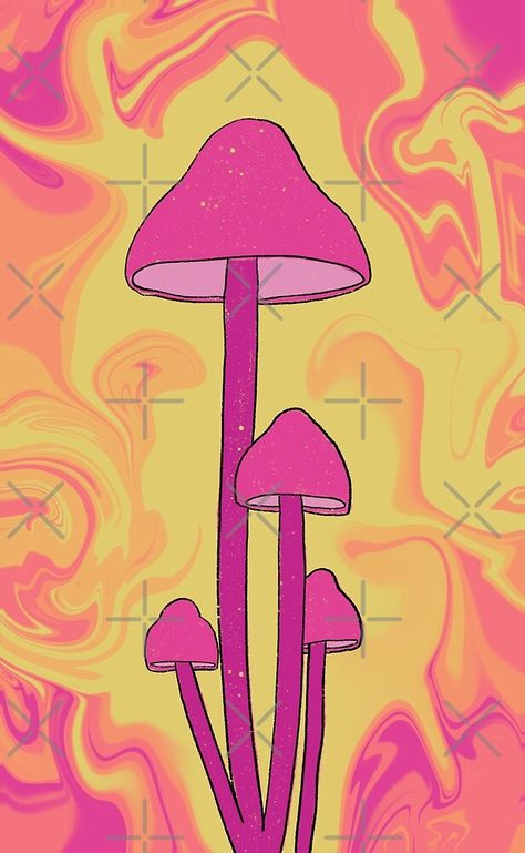 "Groovy Pink Mushrooms" by notastranger | Redbubble Pink Mushrooms Aesthetic, Mushroom Wallpapers, Orange Wallpapers, Pink Mushrooms, Ipad Layout, Trippy Pictures, Trippy Wall Art, Trippy Iphone Wallpaper, Bright Furniture