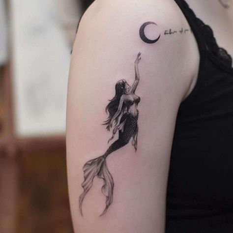 mermaid tattoo on arm Mermaid Tattoo, Tattoo Tattoo, A Mermaid, A Tattoo, Tattoo On, Tattoo Ideas, Mermaid, I Hope, Moon