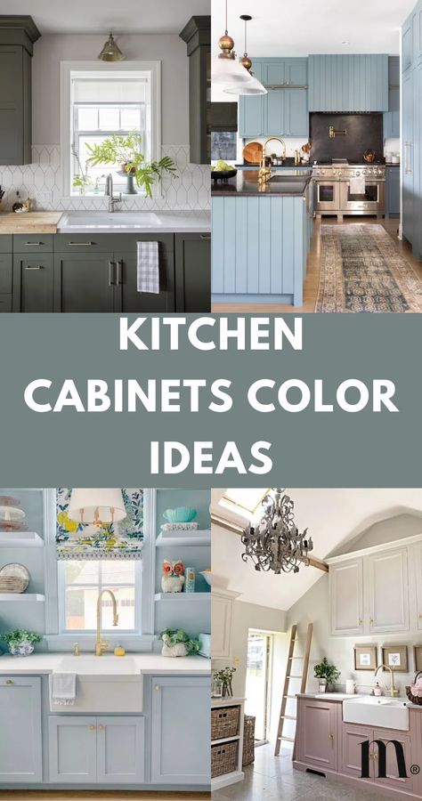 33 Gorgeous Kitchen Cabinet Color Ideas To Consider For Your Kitchen Makeover Kitchen Furniture Color Ideas, Painted Cabinets Kitchen, Colored Kitchen Cabinets, Kitchen Cabinet Paint Colors, Greige Kitchen Cabinets, Kitchen Cupboard Colours, Small Kitchen Colors, Popular Kitchen Cabinet, Kitchen Cabinet Paint