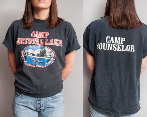 Vintage 1980's/1990's | Black | Camp Crystal Lake | Camp Counselor | Novelty | T-Shirt | Friday the 13th | L/XL Camp Counselor Shirt, 80s Camp Counselor, Camp Crystal Lake Counselor Costume, Camp Crystal Lake Counselor, Camp Crystal Lake Shirt, Crystal Lake Camp, Summer Camp Outfits, Lake Camp, 80s Summer