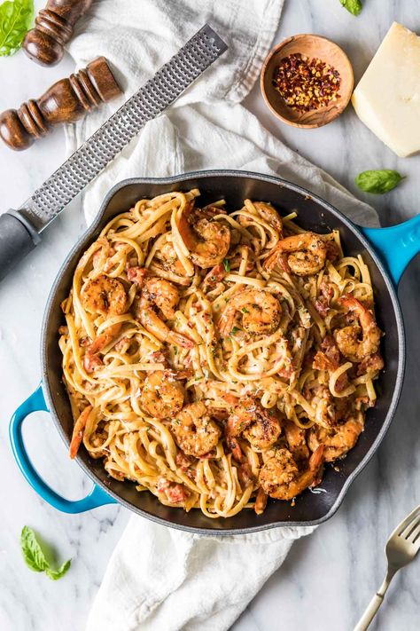 Cajun Shrimp Pasta - Sugar Spun Run Sugar Spun Run, Cajun Shrimp Pasta, Dinners Recipes, Cajun Pasta, Dinner Rotation, Sheet Pan Dinners Recipes, Cooked Pasta, Pan Dinners, Shrimp Recipes Easy