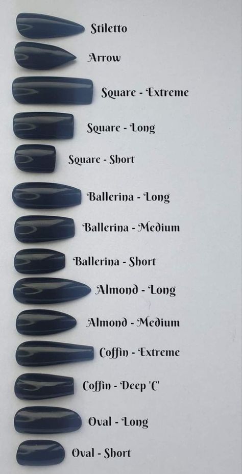 Nail Shape Chart, Nail Extensions Acrylic, Prom Nail, Blue Nail Designs, Short Acrylic, Black Nail Designs, Black Nail, Short Acrylic Nails Designs, Nagel Inspo