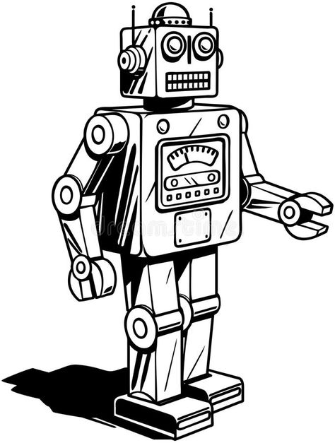 Vintage Robot Art, Robot Clipart, Robot Tattoo, Robot Theme, Robot Cartoon, Vintage Robots, Retro Kunst, Robot Illustration, Retro Robot