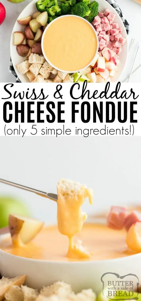 Cheddar Cheese Fondue, Cheese Fondue Recipe Easy, Easy Fondue Recipes, Easy Cheese Fondue, Cheddar Fondue, Easy Fondue, Beer Cheese Fondue, Fondue Dinner, Fruit Dips