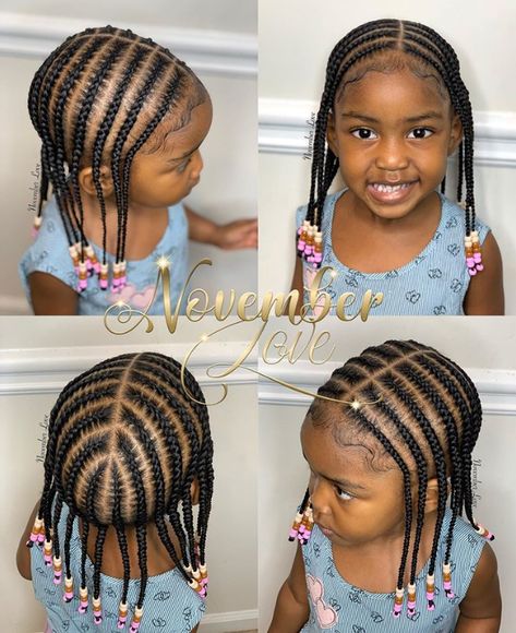 Kids Hair Braiding Styles, November Love, Cornrows With Beads, Hair Braiding Styles, Braids Beads, Toddler Braided Hairstyles, Easy Little Girl Hairstyles, Short Box Braids Hairstyles, Lil Girl Hairstyles