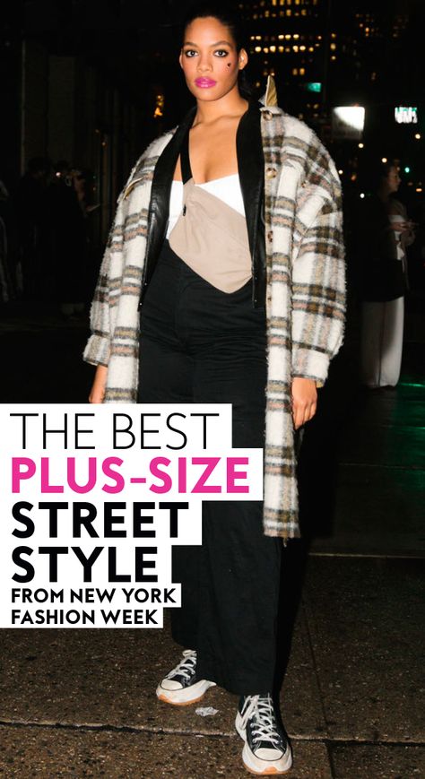 The Best Plus-Size Street Style From New York Fashion Week | At InStyle, we focus exclusively on plus-size street style during New York Fashion, because those outfit pairings — and the people wearing them — deserve a spotlight that's all their own.#streetstyle #womensfashion #plussize #plussizefashion Plus Size Celebrity Style, Plus Size Fashion Week Street Style, Paris Fashion Plus Size, Plus Size Street Style 2023, Paris Plus Size Outfits, Hip Hop Fashion Women Street Style, Plus Size Street Style Edgy, Nyc Outfits Street Styles, Plus Size Parisian Style