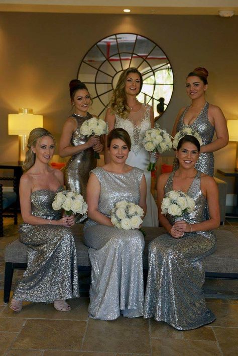 Silver sequins bridesmaid dresses mismatch Silver Sequin Bridesmaid Dress, Glam Bridesmaid Dresses, Sequins Bridesmaid Dresses, Bridesmaid Dresses Mismatched, Glam Bridesmaid, Silver Bridesmaid Dresses, Silver Bridesmaid, Sequin Bridesmaid Dresses, Mismatched Bridesmaid Dresses