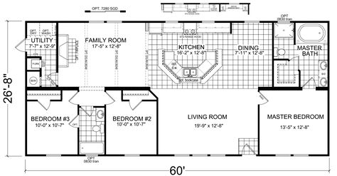 The open and casual kitchen of this trendy model makes it one of our top selling multi-section homes. Note the contemporary horseshoe shaped island with ra Cheap Decor Ideas, Planning Future, Double Wide Mobile Home, Home Decor Grey, Mobile Home Floor Plans, Metal House Plans, Champion Homes, Casual Kitchen, Lake Ideas