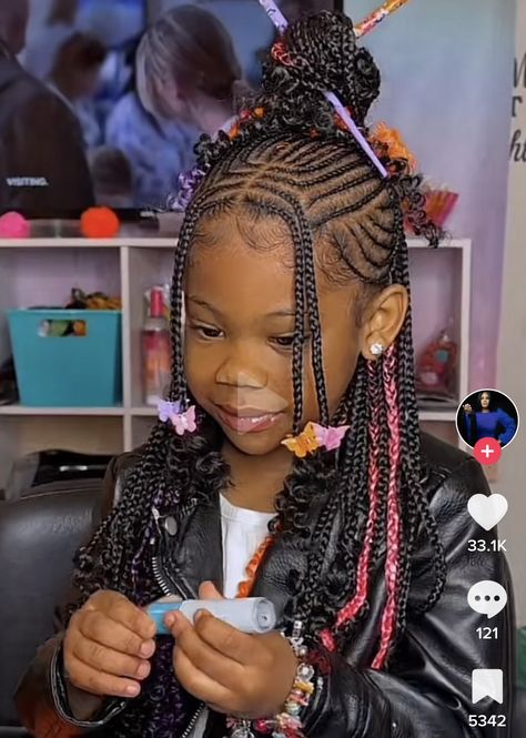 Lemon Braids With Heart, Hairstyles For Black Girls Kids 10-11 Braids, Young Black Girls Braided Hairstyles, Toddler Hairstyles Girl African American Braids, Braided Cornrow Hairstyles For Kids, Kid Braided Hairstyles, Daughter Hairstyles Braids, Beads Hairstyles For Kids, Kids Braided Hairstyles With Beads