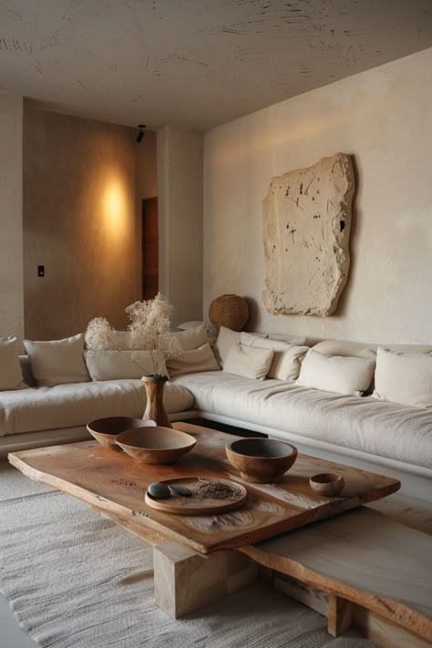 Wabi Sabi Couch: Comfort in Imperfection - Quiet Minimal Wabi Sabi Couch, Wabi Sabi Decor Japanese Style, Wabi Sabi Living Room, Wabi Sabi Home Decor, Entertainment Room Decor, Wabi Sabi Interior, Wabi Sabi Decor, Beach House Living Room, House Living Room