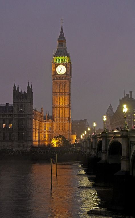 "Big Ben Westminster London - Photography mounted print - Historic Big Ben Houses of Parliament in the heart of London looking across Westminster bridge on a dark gloomy evening during a rain storm. An original print that will look great in any environment - including your office, study, living room, dining room or any creative or commercial space.  Available in the following sizes / mounts 16 X 12\" - Black Mount  16 X 12\" - White Mount High-quality standard Fujifilm paper (210 gsm) used for t London Rain, Rain Aesthetic, London Vibes, Westminster London, London Dreams, London Houses, Peisaj Urban, Study Living Room, Westminster Bridge