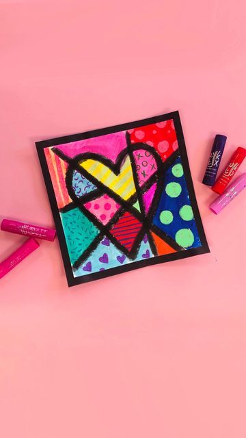 Joel Scholten on Instagram: "First Grade One-Day Valentine’s Day Lesson featuring Romero Britto! #artteachersofinstagram #artteachersofig #elementaryartteacher #easyart #easycraft #onedaylesson #firstgrade #firstgradeart #artactivity #artactivityforkids #valentinesday #heart #heartart #artoftheday #creator #kwikstix @kwikstix #elementary #elementaryart #primaryart #teachergram #teachersofinstagram #pattern #color #artclass #artday #artlessons #artlesson" Heart Art Lesson, Romero Britto Art, Britto Art, Heart Art Projects, Valentine Art Projects, First Grade Art, Valentine Art, 2nd Grade Art, 6th Grade Art