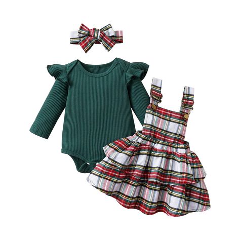 PRICES MAY VARY. Cotton Blend Imported Pull On closure Machine Wash High-quality material: Baby christmas outfit is made of Cotton Blend, skin-friendly fabric, soft in texture, moderate in thickness, comfortable to wear, first christmas baby girl outfit suitable for a baby's delicate skin. Baby's first christmas outfit, matching christmas outfits, babies' christmas dresses, christmas outfit for baby girl. Features: Baby girl christmas dresses, babys first christmas, solid color, ruffled, long sleeved, round neck romper onesie, matching with deer embroidery plaid print suspender skirt sets, bow headband. Baby christmas outfit girl, baby girl first christmas outfit, 1st christmas baby girl outfit, baby's first christmas ,Occasion: Christmas outfit baby girl, baby christmas dress suitable for Plaid Overall Dress, Plaid Skirt Set, Christmas Dress Baby, Girls Christmas Outfits, Overall Skirt