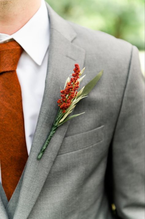 Grey Groomsmen Suits Terracotta, Fall Color Tuxedo, Rust Bridesmaid Dress And Groomsmen, Groomsman Terracotta, Tan Suit With Burnt Orange Tie, Tan Tux With Burnt Orange, Rust Coloured Bridesmaid Dress, Fall Wedding Gray Suit, Fall Wedding Groom Attire Grey