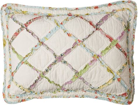 AmazonSmile: Laura Ashley Home | Ruffle Garden Collection | Premium Quality Pillow Sham, Decorative Pillow Case for Bedroom Living Room and Home Décor, Standard, Cream: Home & Kitchen Laura Ashley Prints, Ruffle Quilt, Laura Ashley Bedding, Laura Ashley Home, Sham Bedding, Garden Quilt, Trellis Pattern, Quilted Sham, Quilt Stitching