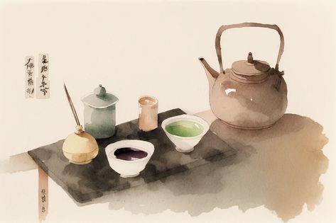 Tea Leaves Illustration, Candle Photography Ideas, Flowering Tea, Zen Pictures, Tea Illustration, Butterfly Tea, Tea Bag Art, Bamboo Tea, Leaves Illustration