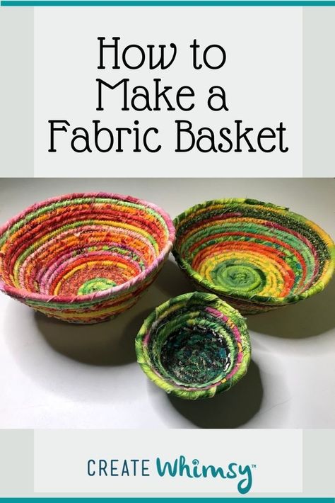 It's easy to make fabric coil bowls as gifts or for your own home. They are as washable as the fabric you choose and so fun to make! Make 'em planned or scrappy. Rope Basket Tutorial, Coiled Fabric Bowl, Clothesline Basket, Coil Basket, Christmas Ornaments For Kids, Fabric Rope, Fabric Basket Tutorial, Rope Bowls, Making Baskets