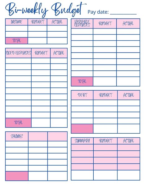 Bi-Weekly Budget Printable, Printable Budget Sheet, Budget Tracker | Printable Planner by  George Choi How To Budget For Beginners Biweekly, Biweekly Budget Printable Free, Bi Weekly Budget Printable Free, Budget Sheets Free Printables, Bi Weekly Budget Planner, Weekly Budget Printable, Bi Weekly Budget, Printable Budget Sheets, Financial Budget Planner